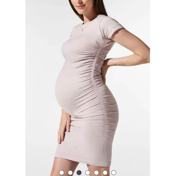 Blanqi Everyday Cap Sleeve Maternity Dress - Frosty Pink - Picture 3 of 9